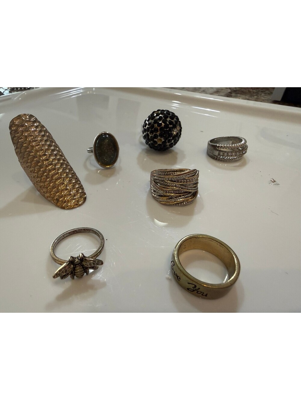 Vintage Mixed Metal and Stone Rings Collection - Unique Designs